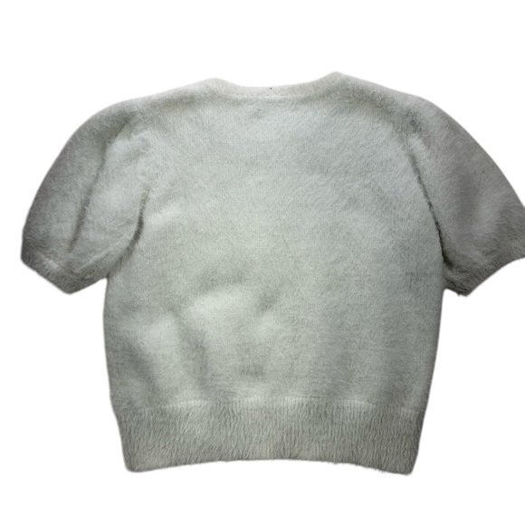 fluffy short sleeve  ivory roundneck sweater B.Young size medium - Picture 3 of 11